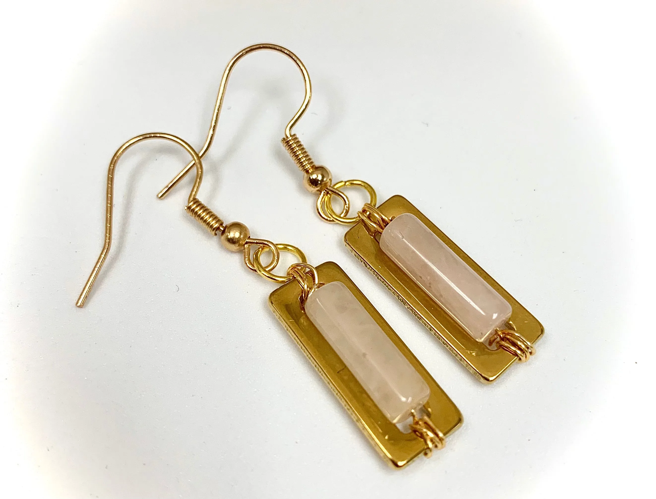 Venus Handmade Rose Quartz Minimalist Earrings