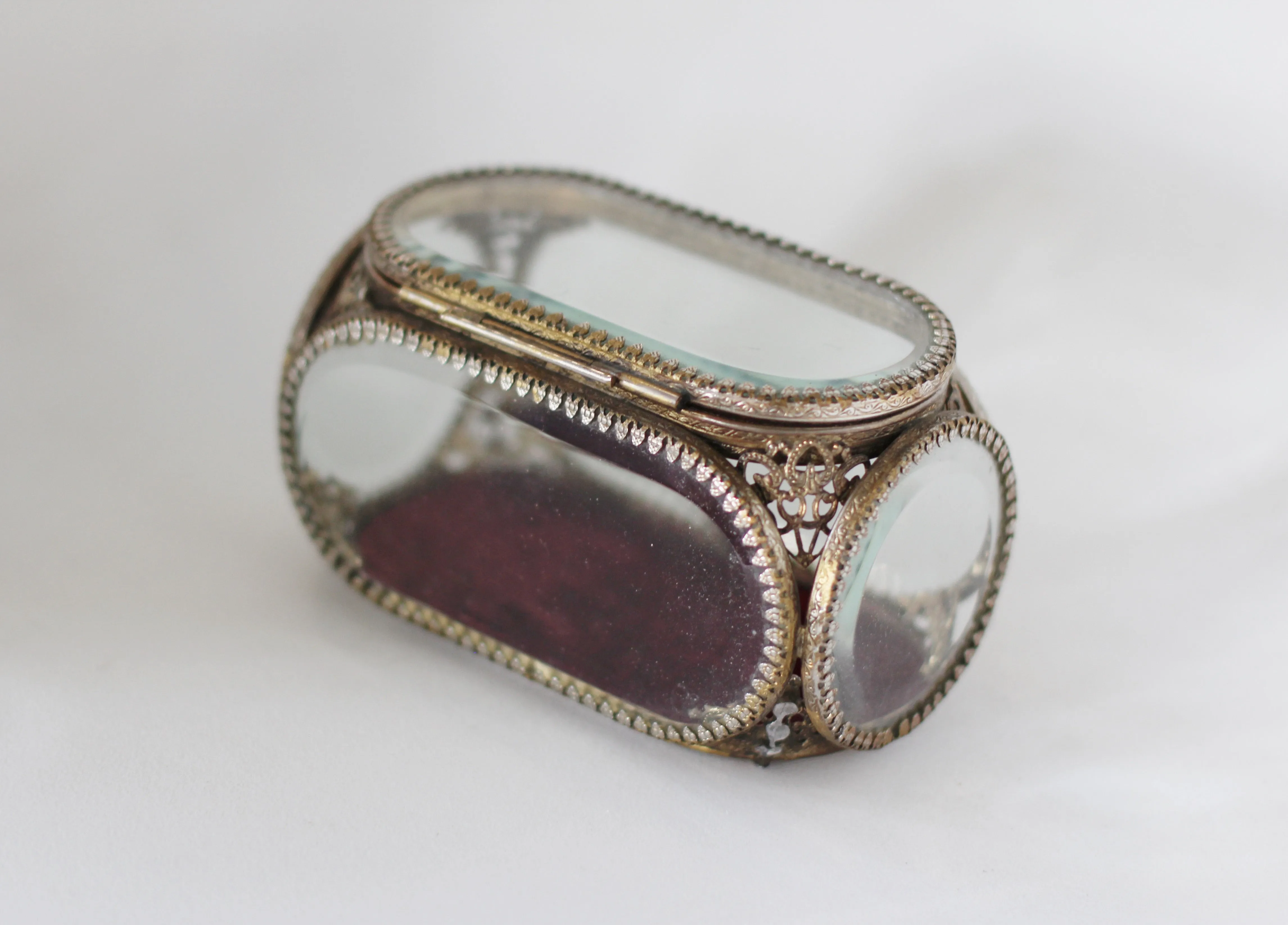 Vintage French Ormolu Filigree Jewelry Box