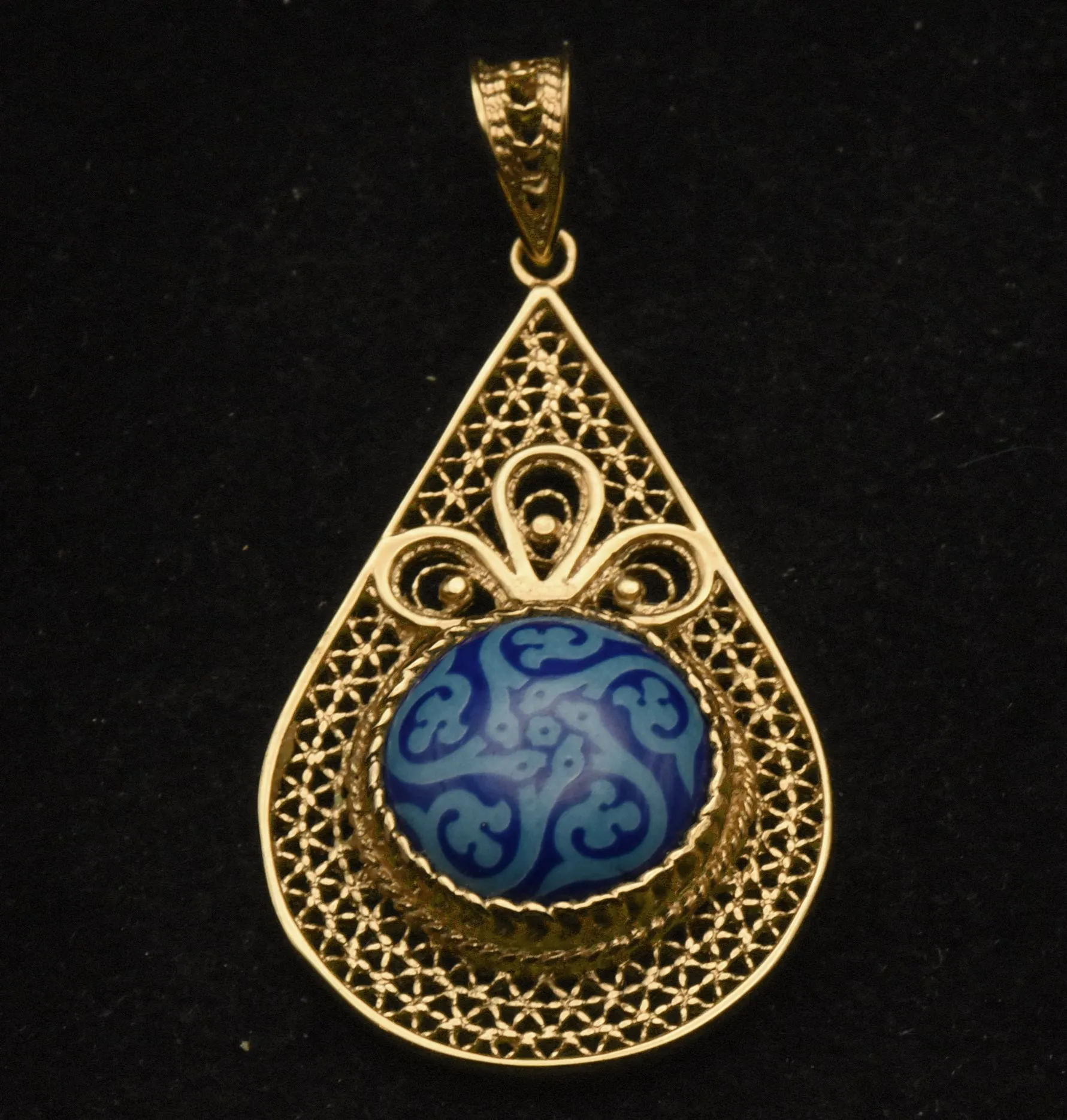 Vintage Gold Tone Sterling Silver Filigree Pendant