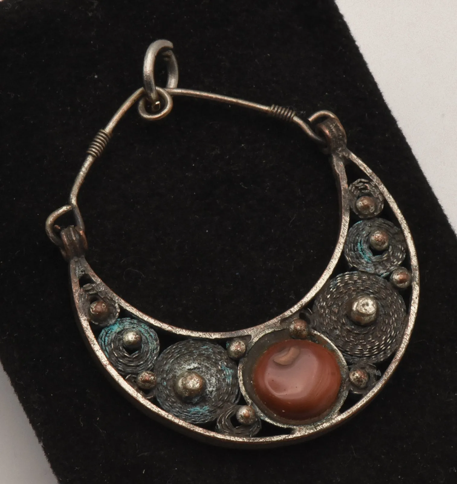 Vintage Handmade Filigree Carnelian Pendant