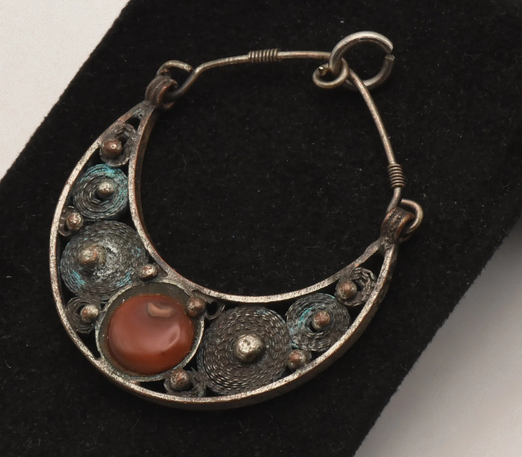 Vintage Handmade Filigree Carnelian Pendant