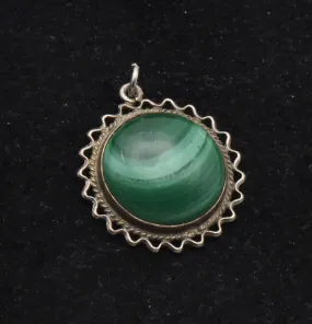 Vintage Malachite Filigree Pendant