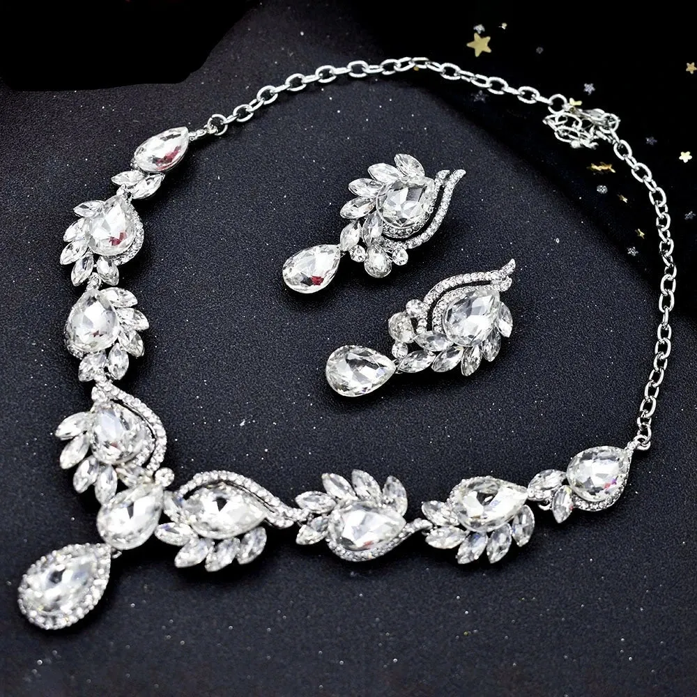 Vintage Necklace Earring Jewelry Set for Women Wedding Party Festival Accessories