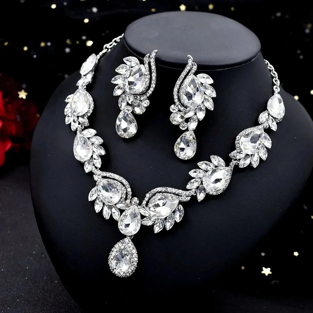 Vintage Necklace Earring Jewelry Set for Women Wedding Party Festival Accessories