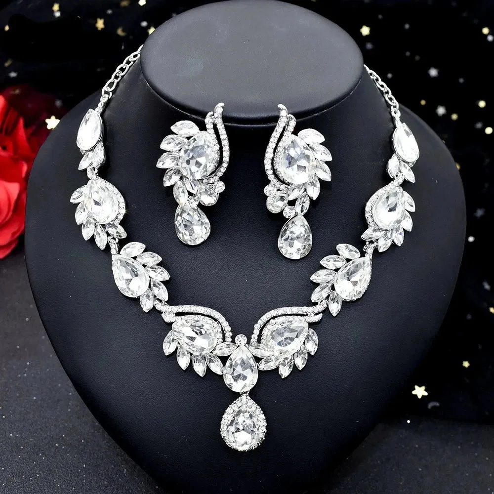 Vintage Necklace Earring Jewelry Set for Women Wedding Party Festival Accessories