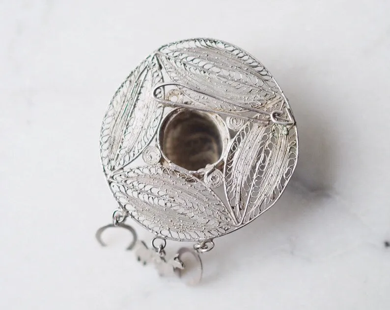 Vintage Peruvian Silver Filigree Hat Brooch