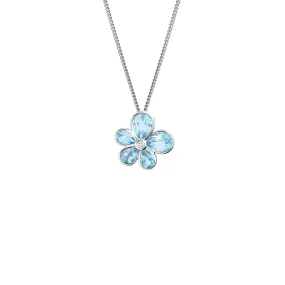 Viola Small Necklace Pendant White Gold - Blue Topaz & Diamond