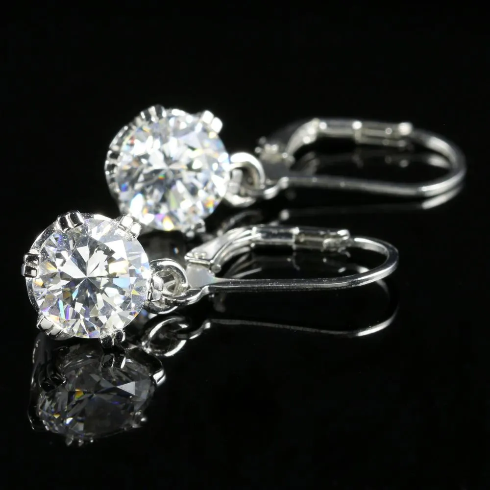 White Quartz Silver Earrings