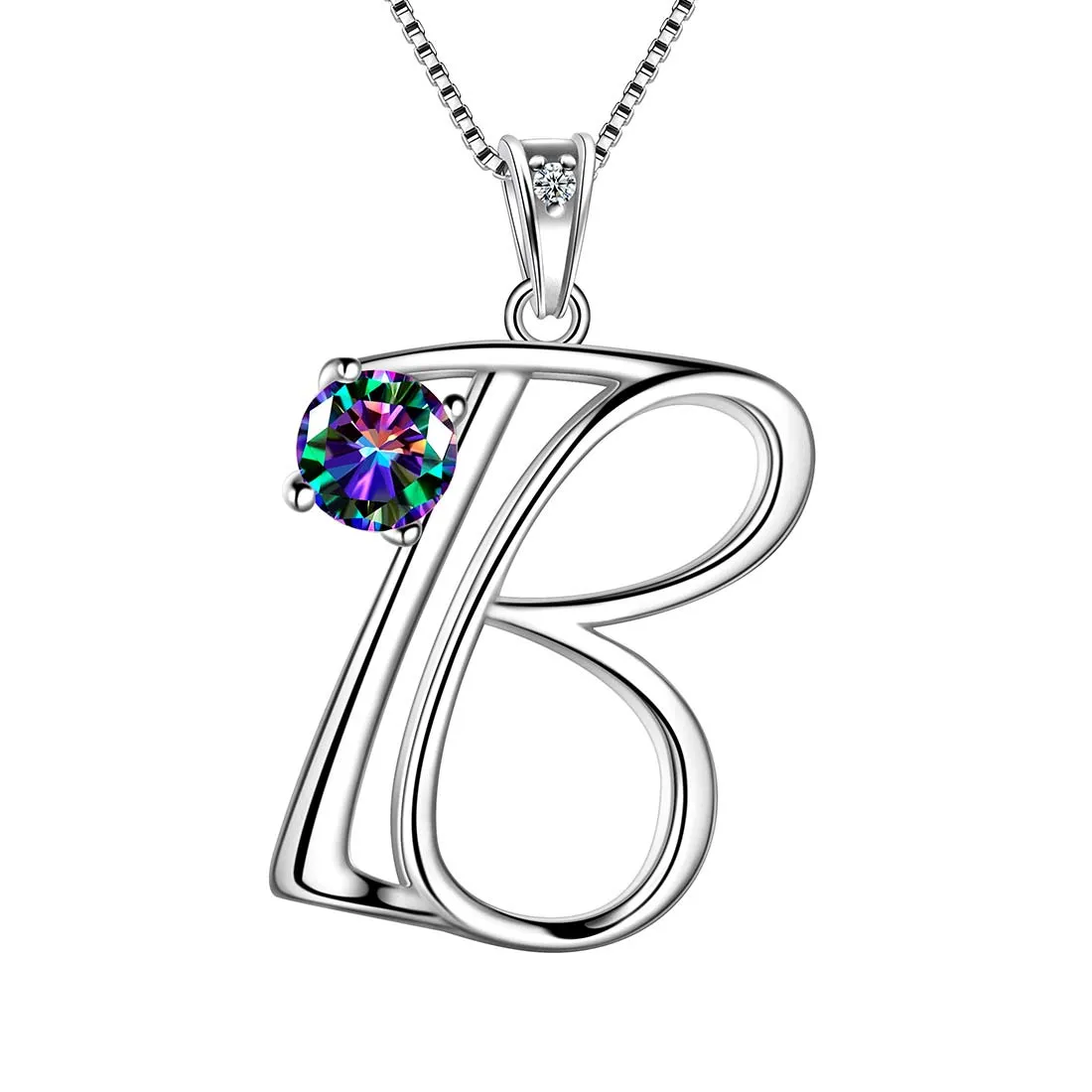 Women Initial B Letter Pendant Necklace Girl Name Jewelry Gift 925 Sterling Silver