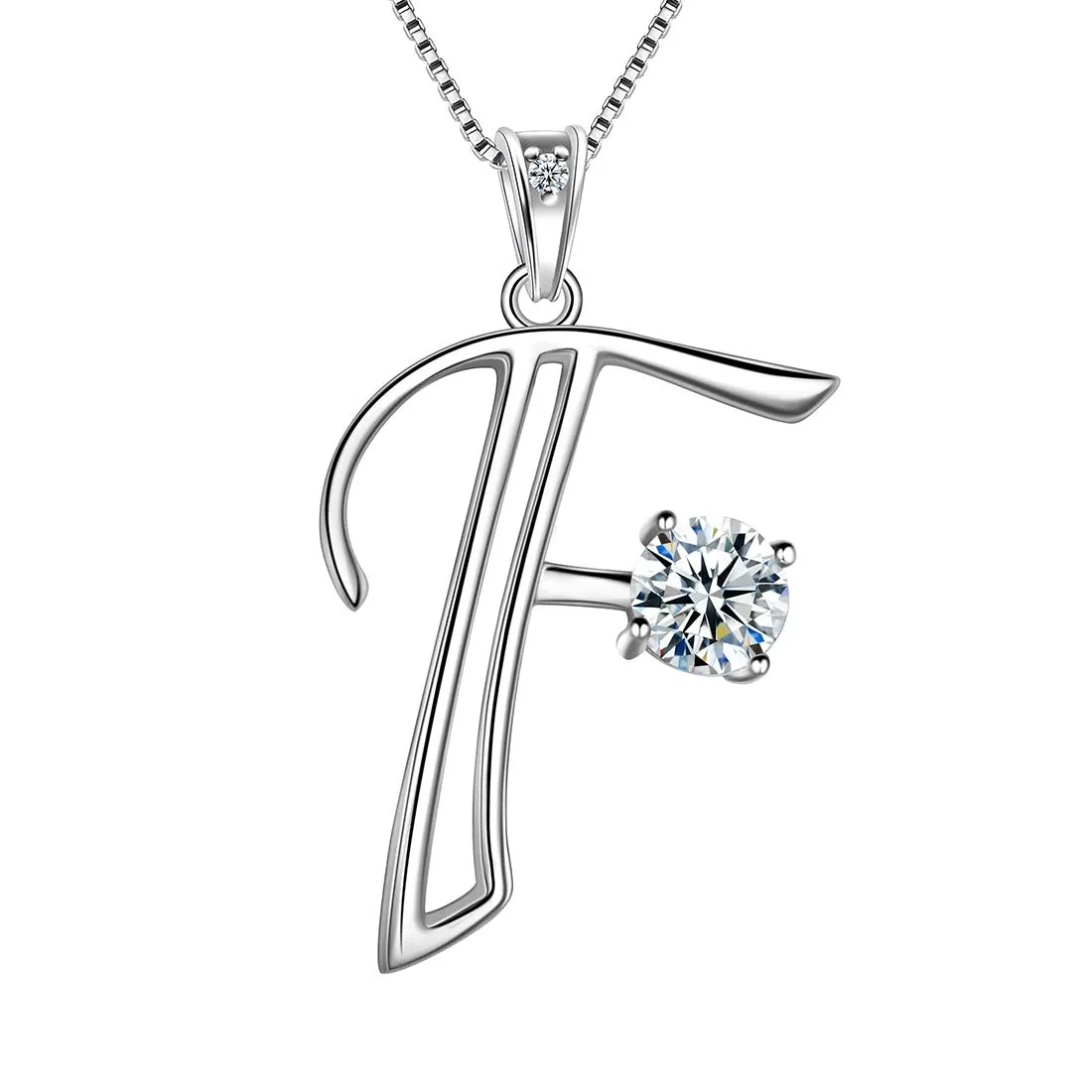 Women Initial F Letter Pendant Necklace Girl Name Jewelry Gift 925 Sterling Silver