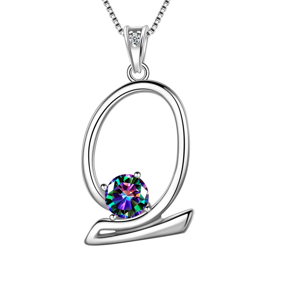 Women Initial Q Letter Pendant Necklace Girl Name Jewelry Gift 925 Sterling Silver