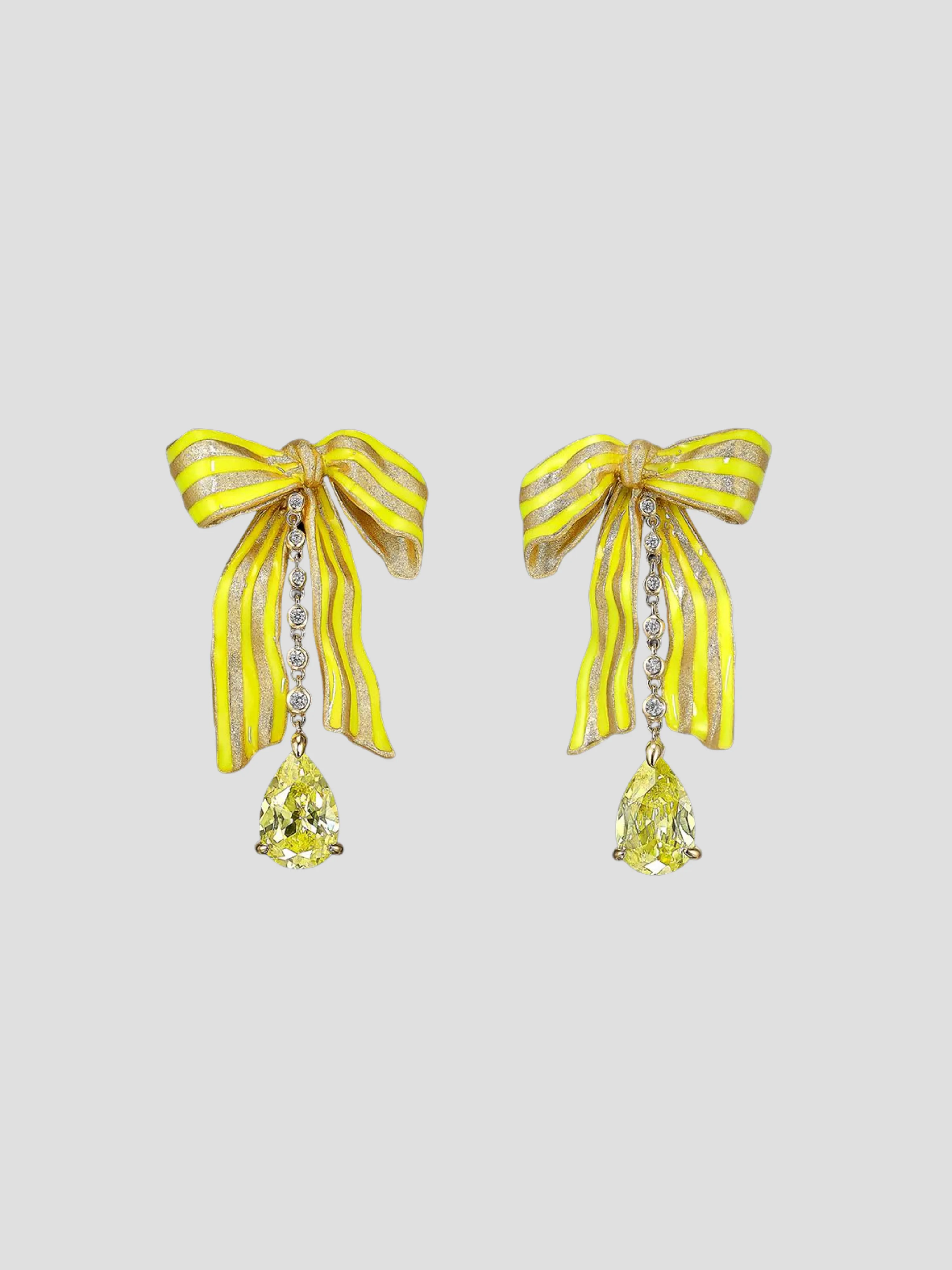 Yellow Canary Bardot Bow Earrings