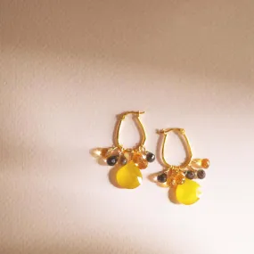 Yellow Chalcedony Gold Drop Earrings