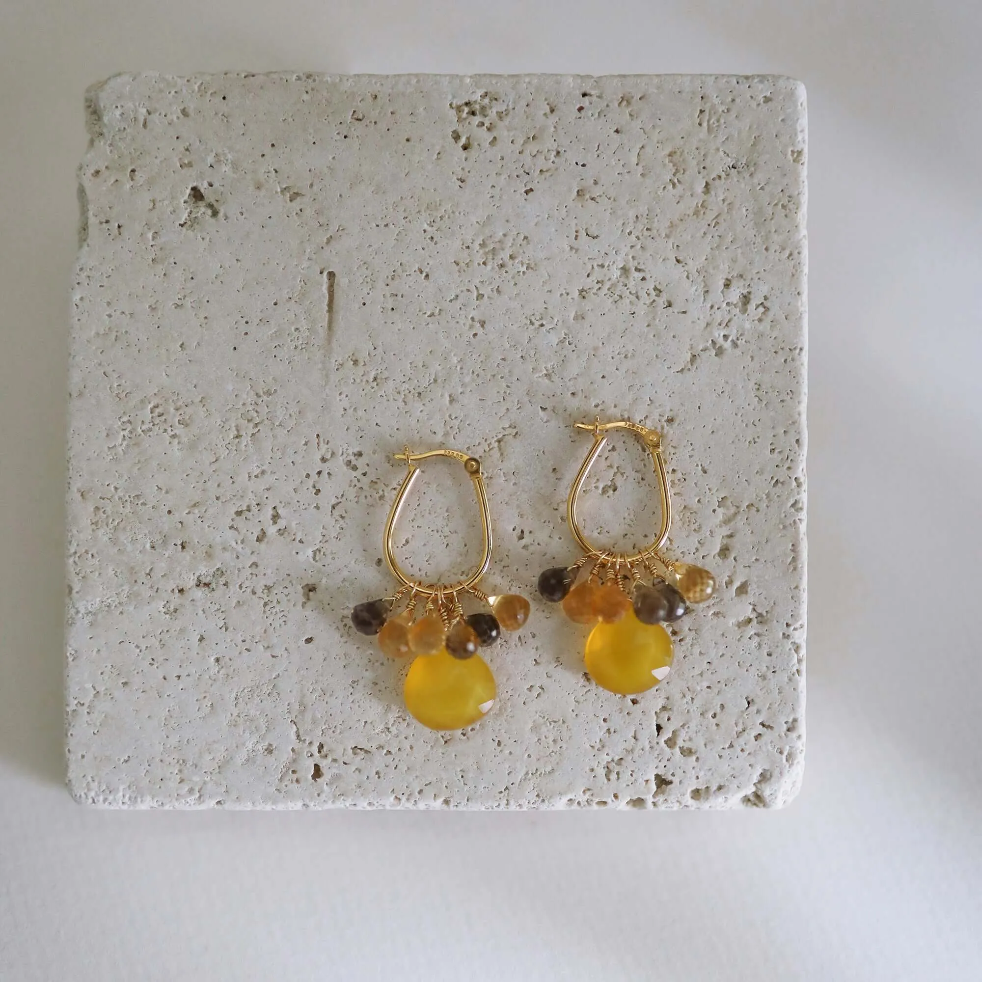 Yellow Chalcedony Gold Drop Earrings