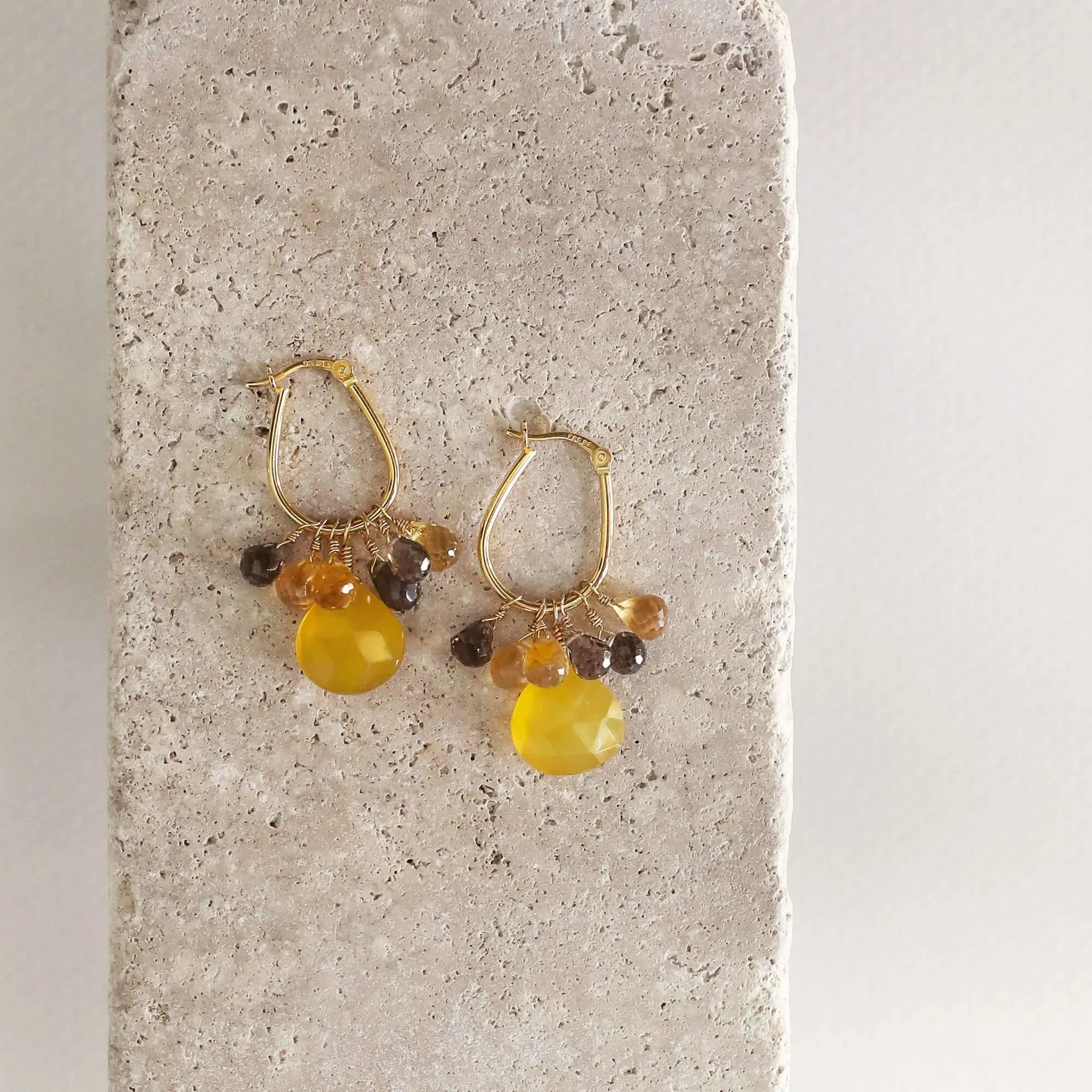 Yellow Chalcedony Gold Drop Earrings