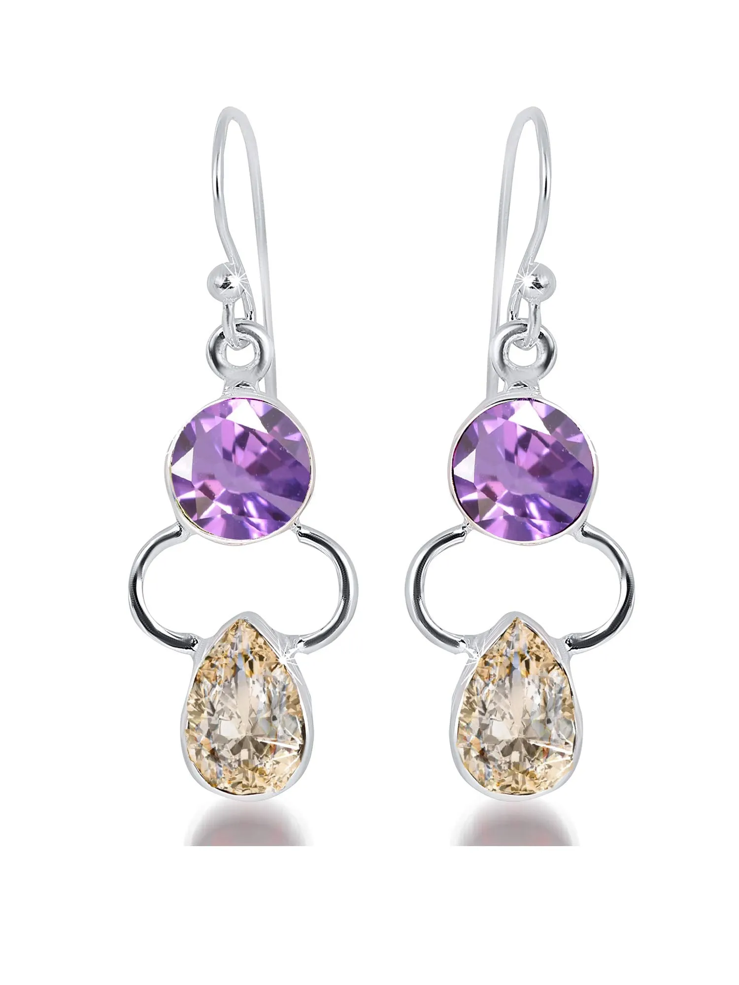 Yellow Chimes Gemstone Amethyst quartz Yellow Sapphire 925 Sterling Silver Hallmark and Certified Purity Drop Earrings for Women and Girls