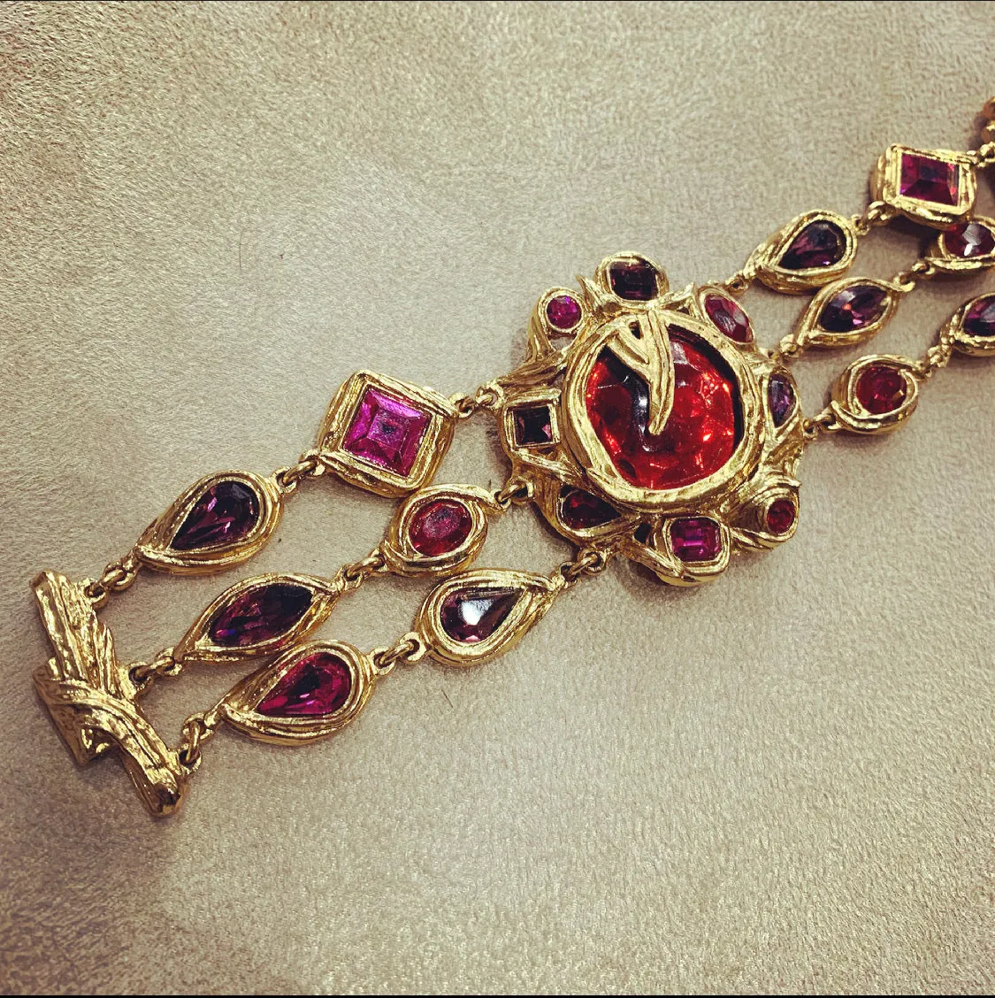 Yves Saint Laurent Red and Pink Statement bracelet