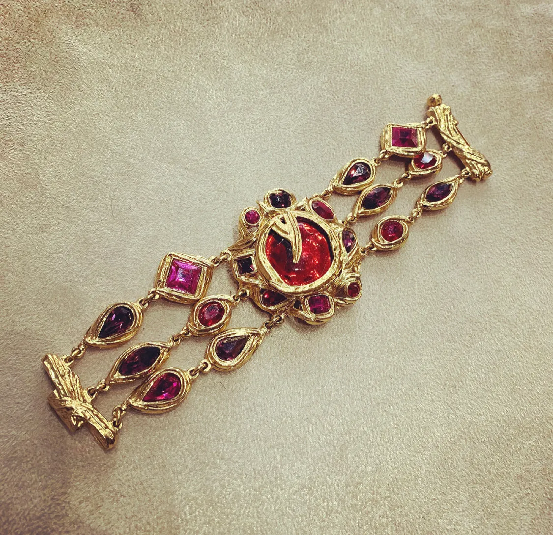 Yves Saint Laurent Red and Pink Statement bracelet