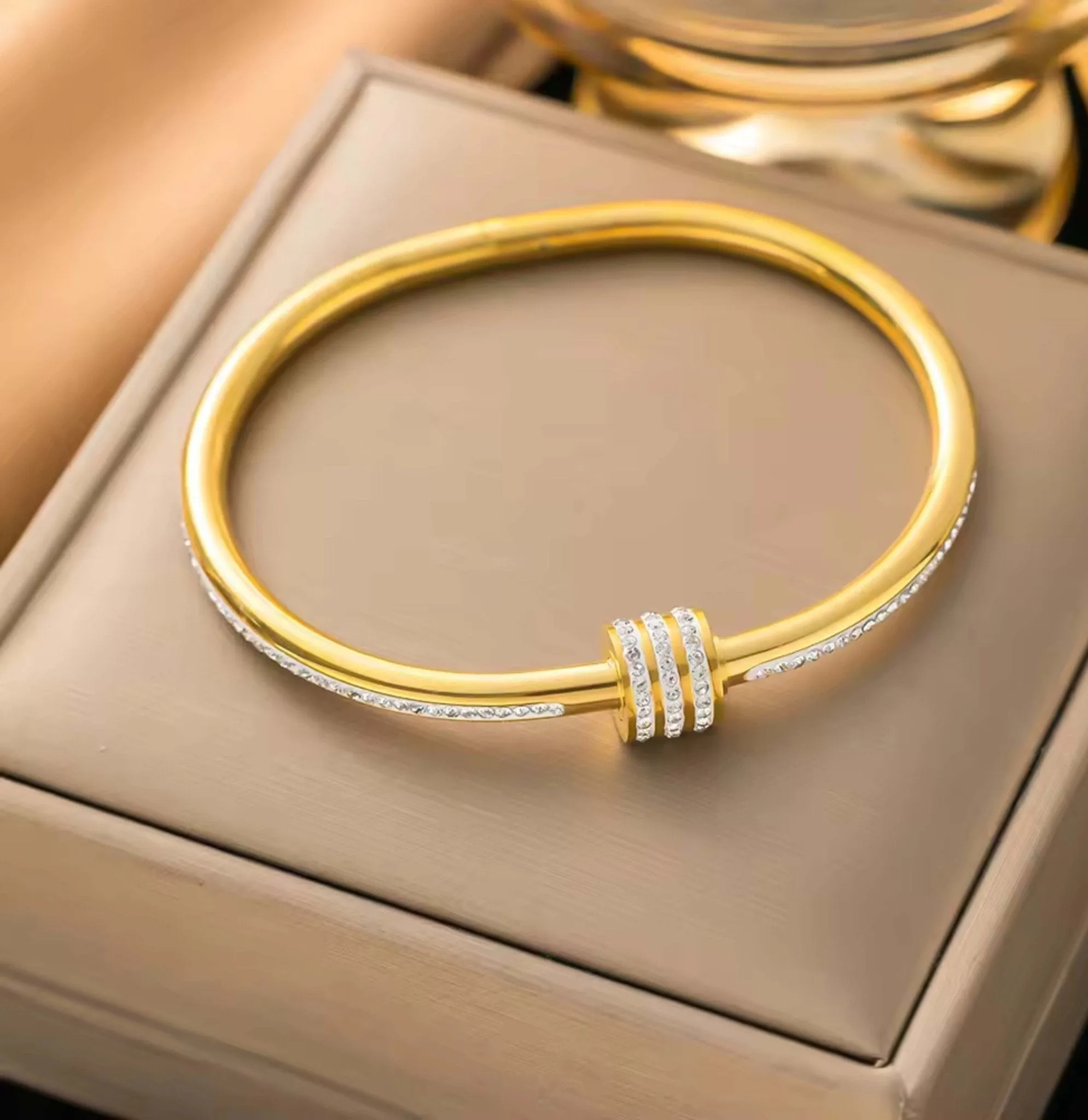 zirconia gold plated ladies bracelet