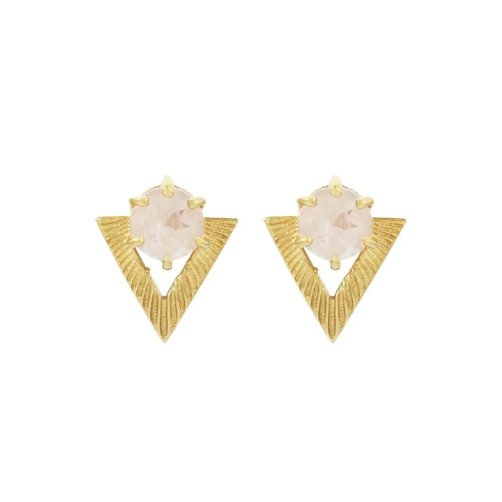 Zoe & Morgan Violet Stud Earrings - Gold Plated & Rose Quartz